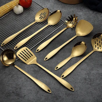  Titan Cu Aur Din Oțel Inoxidabil De Gătit Instrument Lingura Spatula Aragaz Instrument De Bucatarie Spatula Lingura Ustensile De Bucătărie
