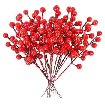  10buc Artificiale fructe de Padure Rosii Ramuri de Cires Stamen Ornamente de Crăciun Pentru Acasă de Crăciun DIY Coronita Ghirlanda 21.5 cm Spuma de fructe de Padure Rosii