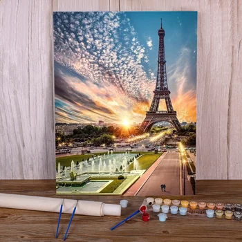  Peisaj Paris Turnul De Colorat Pe Numere Pictura Kit Vopsele De Ulei 40*50 Panza Pictura Nou Design Pentru Copii De Artă