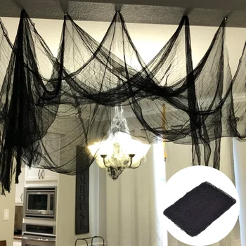  Decor De Halloween Negru Tifon Elemente De Recuzită De Groază Tifon Înfiorător Pânză De Plasă De Păianjen Horror House Party Decor