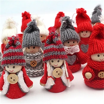  2 Pachet Decoratiuni de Craciun Mini Figurine Băiat și Fată Păpușă Ornamente de Vacanță pentru Fermă Rustică Cadouri pentru Copii si Femei 87HA