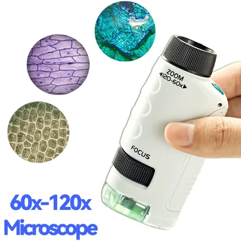  Portabile Microscop Kit Laborator de Lumină LED 60X-120X Școală Acasă Științe Biologice Stem în aer liber Copii de Jucarie Cadou