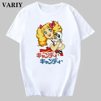  Vintage T Shirt Anime Japonez bomboane Bomboane cu Maneci Scurte O de Gât Desene animate Imprimate Femei Grafice Tricouri Casual tricou supradimensionat