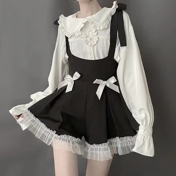 Japoneze Vintage Gothic Lolita Rochie Pentru Femei Y2k Punk Rochie Eleganta Ciufulit Dulce Drăguț Maneca Lunga Stil Preppy Halat De Sex Feminin
