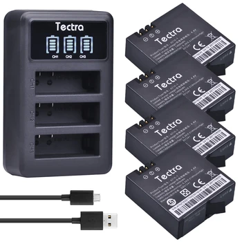  Tectra 4buc AZ16-1 1400mAh Baterie Li-ion Pentru xiaomi yi + USB cu LED-uri 3-Slot Încărcător Pentru Xiao mi yi 4k 4k+ Camera de Acțiune 2