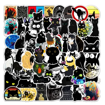  10/30/50/100BUC Drăguț Pisică Neagră Autocolante de Desene animate Graffiti Decalcomanii de Jucărie pentru Copii Cadouri DIY Laptop, Frigider Casca Masina Kawaii Autocolant de Animale