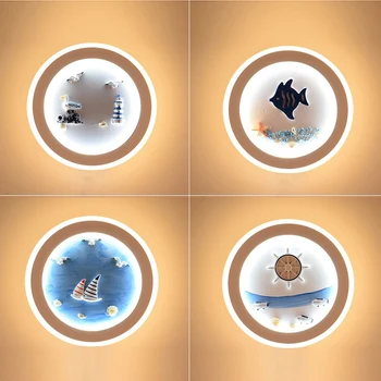  Drăguț Camera Copiilor Lămpi de Perete Rotund Moderne de Desene animate Lumini LED Marin Dormitor Decorative de Fundal Lampă de Noptieră Lumini de Perete
