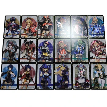  9Pcs/set Genshin Impact Card Flash Anime Kawaii Fata Destul de Flash Card Raiden Shogun Joc de Colectare Carduri Cadou Jucarii