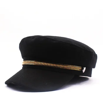  Noua Moda Femei Berete Militare Pălărie De Primavara Toamna Pălării De Marinar Negru Doamnelor Bereta Capace Plate De Top Căpitanul Capac De Culoare Solidă Palarie De Soare