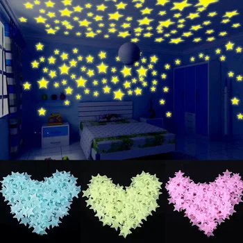  100buc/set Strălucire în Întuneric Jucării Luminoase Autocolante Stele Dormitor Canapea Fluorescente Pictura Jucărie din PVC pentru Copii Decor Dormitor Cadouri