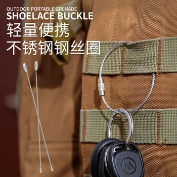  Inel de sârmă ring cheie bagaje tag-ul cheie lanț pandantiv catarama de blocare de sârmă din oțel inoxidabil cheie lanț curea rucsac tactic pandantiv