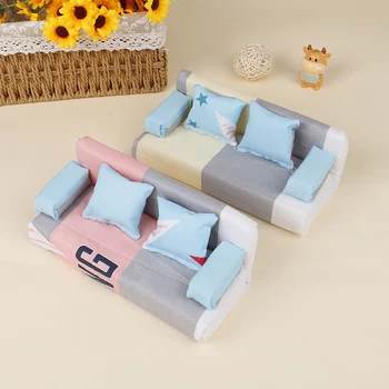  1Set Nou Drăguț Miniatură Pânză Canapea Cu 2 Perne Pentru Papusa Copilul Casă de Joacă Jucării de Mobilier Casa Papusa de Culoare Aleatorii