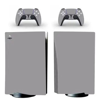  Pur Culoare Gri PS5 Disc Standard Edition Piele Autocolant Decal Acoperire pentru PlayStation 5 Console si Controller PS5 Piele Autocolant Vinil