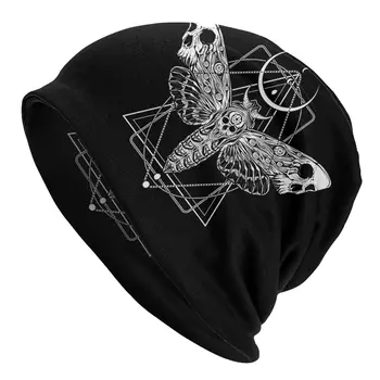  Ireal Moartea Molie Capota Beanie Tricot Pălării Bărbați Hip Hop Unisex Pentru Adulti Gotic Geometria Sacră Cald Iarna Chelioși Căciuli Capace