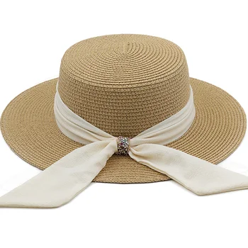  Simplu De Vară Pe Plajă Femei Pălării De Paie Pliabila Mare Parte Casual Sex Feminin Panama Pălărie, Umbrelă De Soare Concavă De Sus Capac De Călătorie Soare Capac