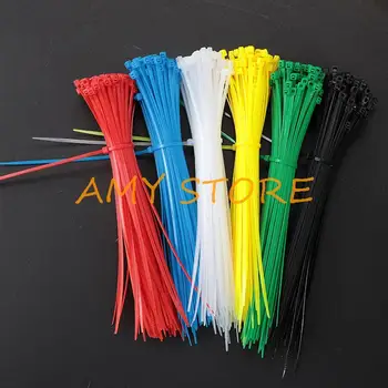  100buc Înlocuirea 4x200mm Cablu Cravată Pachet de Plastic Nylon, Auto-blocare Fixare Clip Clemă Roșu Galben Albastru Verde Alb Negru