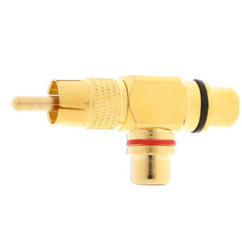  Placat cu aur RCA Mascul la 2 Femele RCA Splitter Adaptor AV Audio Video T Mufă RCA cu 3 cai Plug R Conector