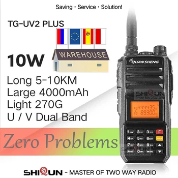  Walkie Talkie 10KM QuanSheng Radio TG-UV2 Plus 10W Ham Radio cu Rază Lungă de 4000mah 10 KM vhf uhf Dual Band Analog UV2Plus UV 82 5R
