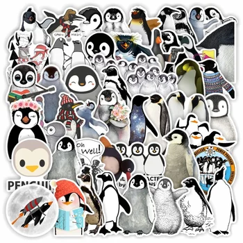  50Pcs/pachet Desene animate Animale Decorative Etichetă Adezivă Pinguin Drăguț Kawaii Papetărie Set de stickere pentru Jurnal Album Planificator