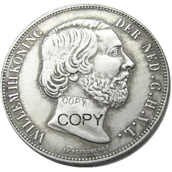  Olanda 6pcs 1852-1873 2 1/2 Gulden Willem lll Argint Placat cu Copia Fisei