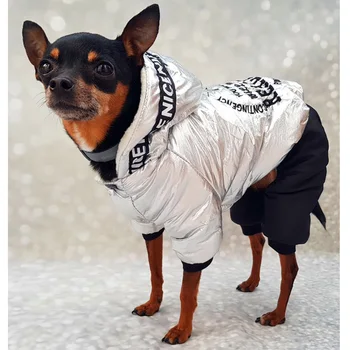  Yorkie Câine Chihuahua Haine pentru Câini de talie Mică de Iarna Câine Salopeta rezistent la apa Cald Gros cu Glugă Haina Caine Salopete pentru Câini