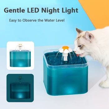  2L Automată Pisica de Apa Fantana cu LED-uri de Lumină de Recirculare animale de Companie Distribuitor de Apă Mut Apă Alimentator USB Pentru catelus pisici