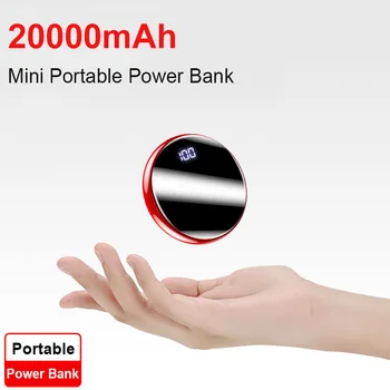  20000mAh Oglinda Mini-Power Bank Cu LED Digital Display 2.1 O Încărcare Rapidă Powerbank Pentru IPhone, Samsung, Xiaomi, Huawei Poverbank