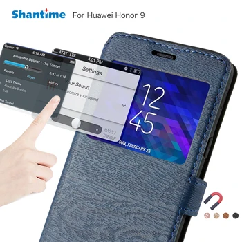  Piele Pu Cazul În Care Telefonul Pentru Huawei Honor 9 Caz Flip Pentru Huawei Honor 10 Onoarea V10 Fereastra De Vizualizare Cartea Caz Silicon Moale Capacul Din Spate