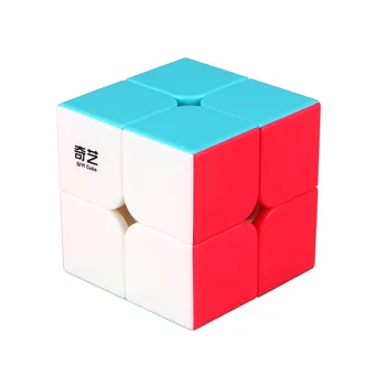  QiYi 2x2 de Culoare Solidă Profissional Cub Magic Viteza de Concurență Cuburi Puzzle Jucării Pentru Copii, Copii Joc cub-6 Culori specifice
