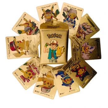  Pokmon Foita de Aur Carduri de Pachet de 10 Vmax V Carduri de Energie Charizard Pikachu Rare Serie Luptă Colector de Carduri de Jucărie pentru Copii Carduri